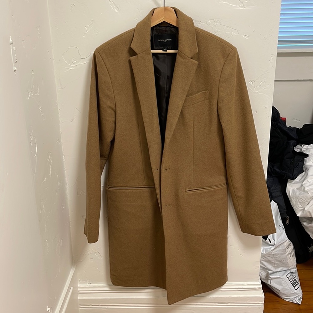Banana Republic Mens Camel Overcoat Size Small